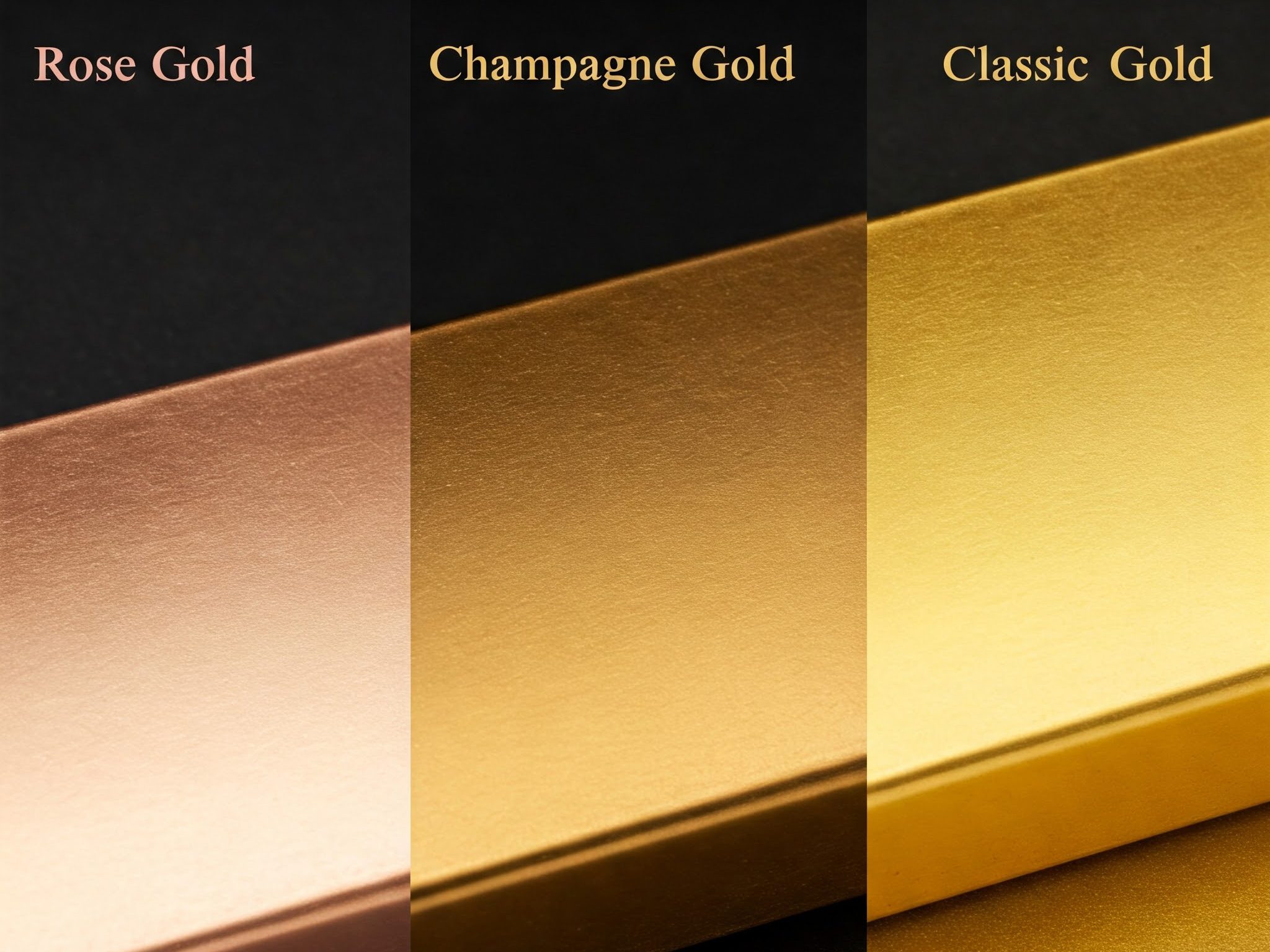 Comparison of Rose Gold, Champagne Gold, and Classic Gold Finishes