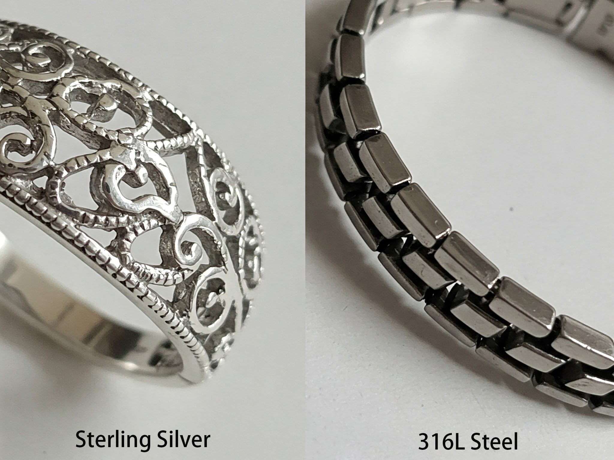 Comparison of Sterling Silver and 316L Stainless Steel Jewelry