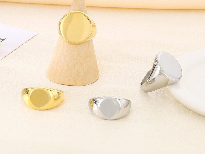 Gold and Silver Stainless Steel Signet Rings