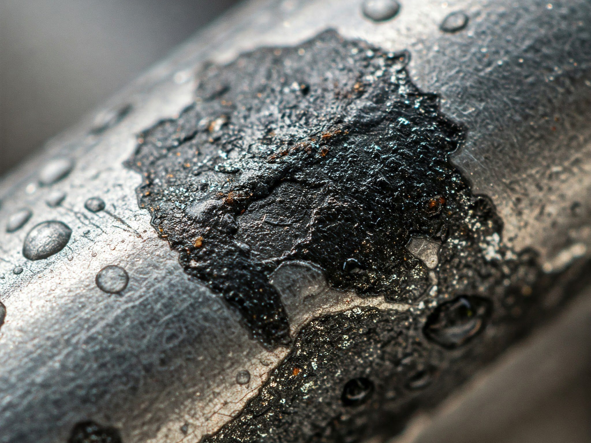 Macro Shot of Silver Tarnish After Water Exposure