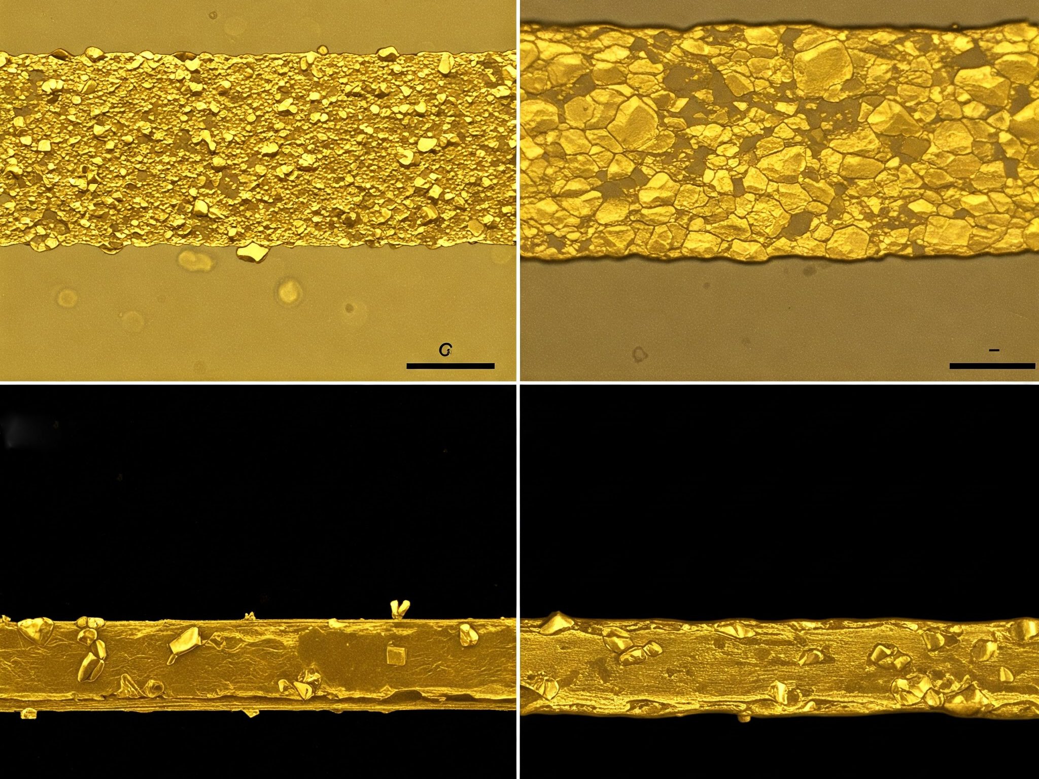 Microscope View of Gold-Coated Surface Structures