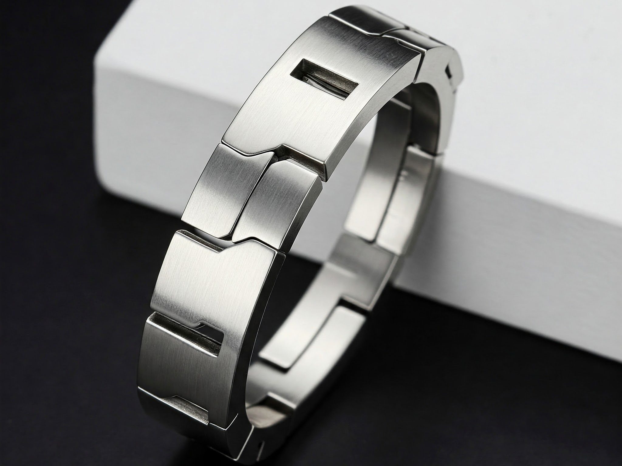Silver-Plated Stainless Steel Bracelet with Modern Design