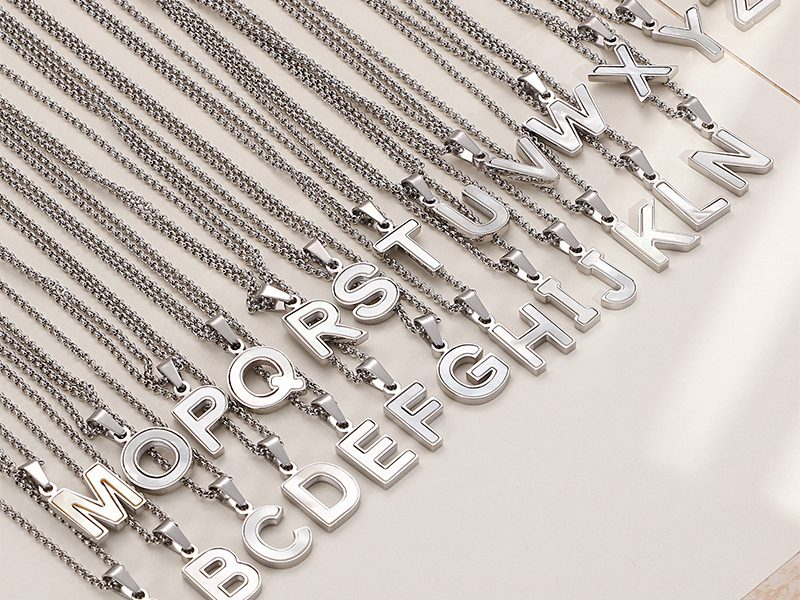 Stainless Steel Alphabet Letter Pendant Necklaces