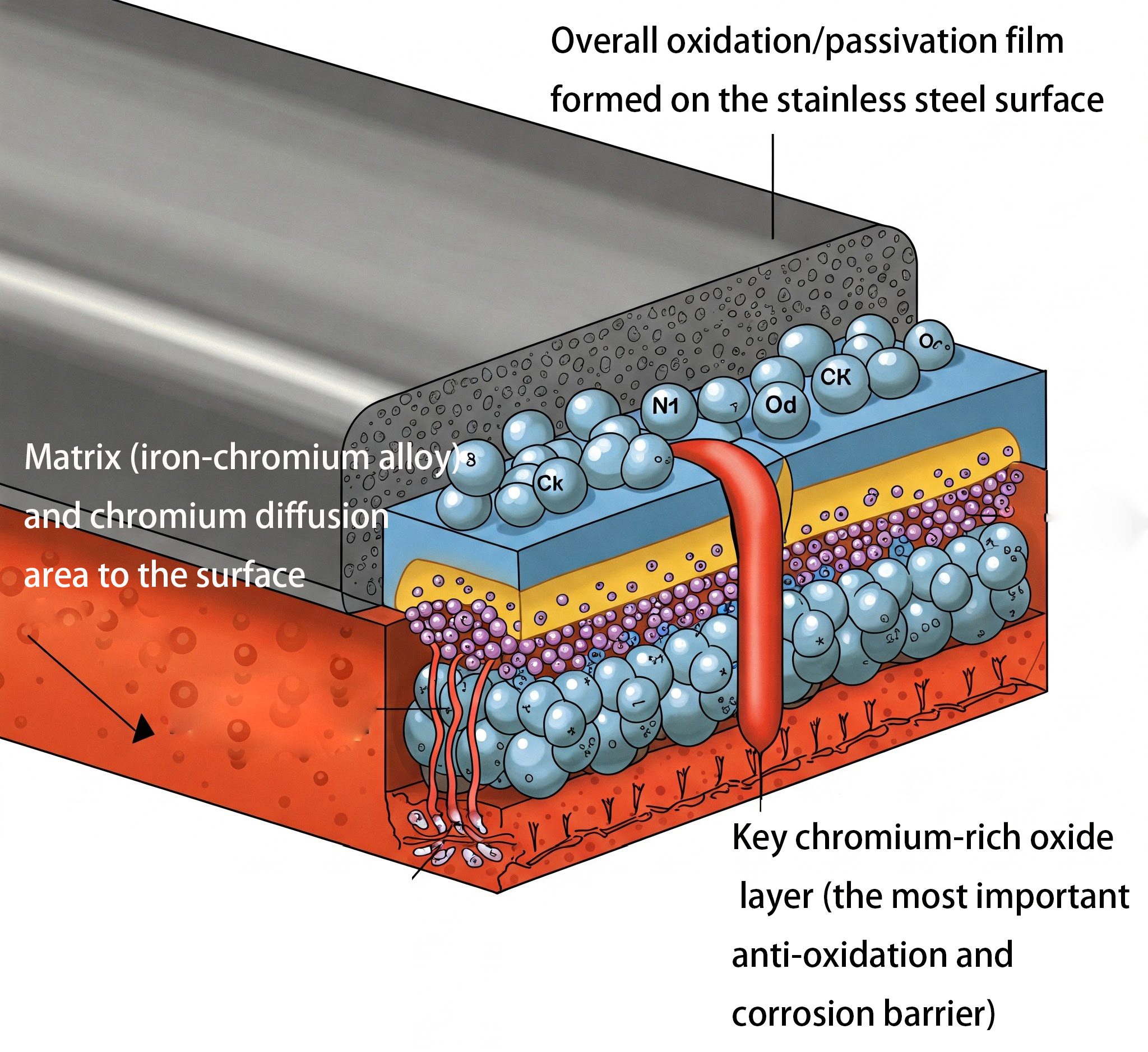 Stainless Steel Oxidation and Passivation Layer Structure