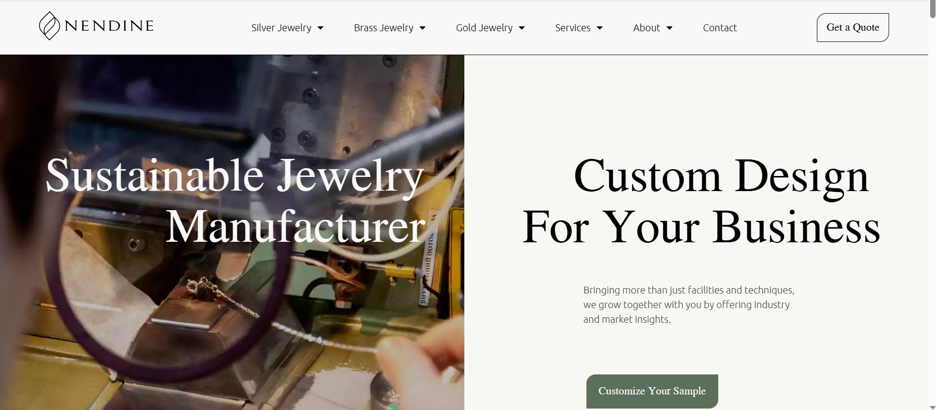 Nendine Jewelry Official Website Screenshot