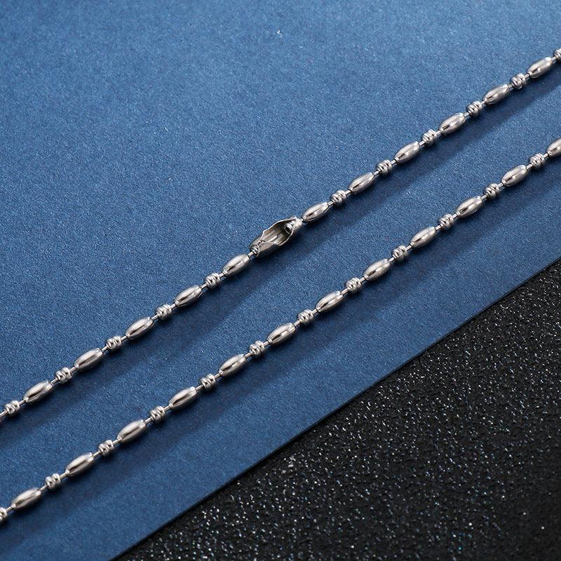1.5/2.5/3mm Stainless Steel Bead Oval Bamboo Chain Necklacev - kalen