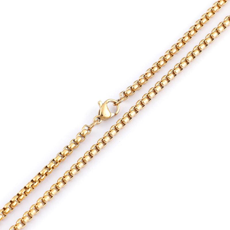 1.5/2/2.5/3/3.5/4/4.5/5/6/7mm Stainless Steel Square Box Chain Necklace PVD Gold Plated Color - kalen