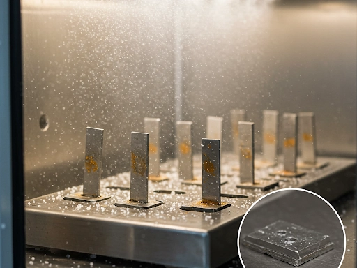 Salt Spray Test on Steel Samples in a Laboratory