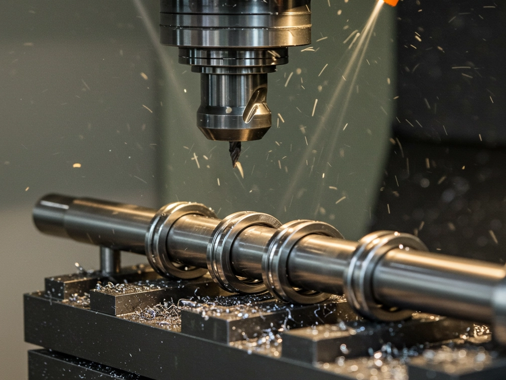 A CNC machine precisely milling stainless steel rods into custom ring bands, showcasing high-quality manufacturing for wholesale buyers.
