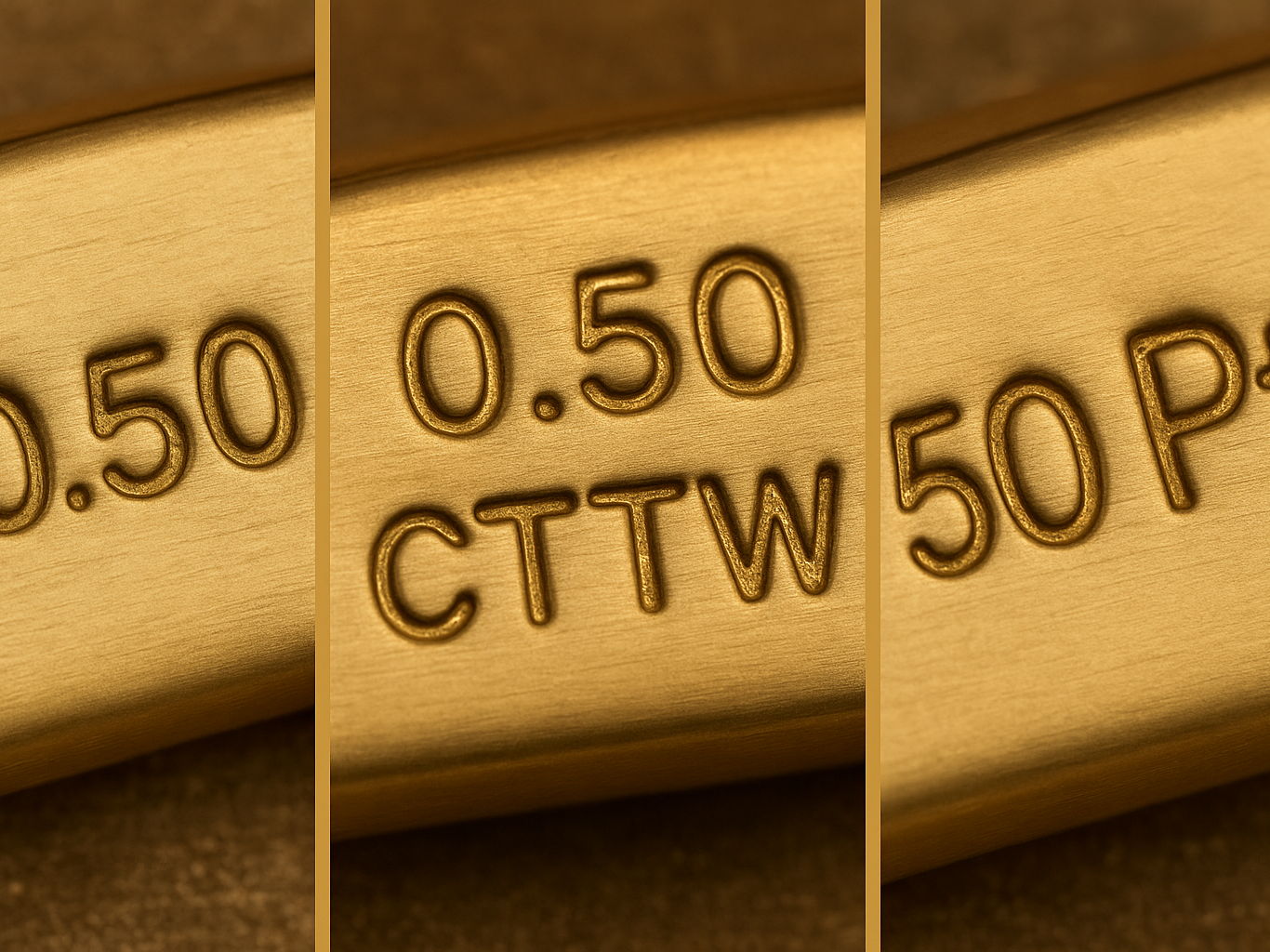 Diamond Weight Stamp Formats – D0.50, 0.50 CTTW, and 50 Pt Markings