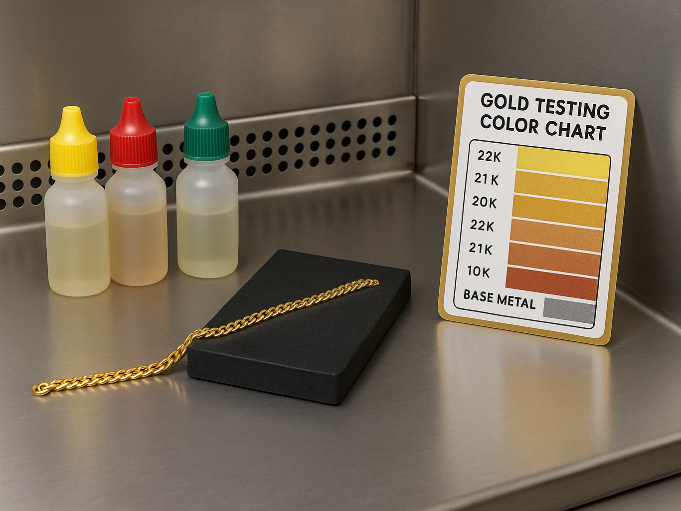 Gold Acid Testing Station with Touchstone and Color Chart