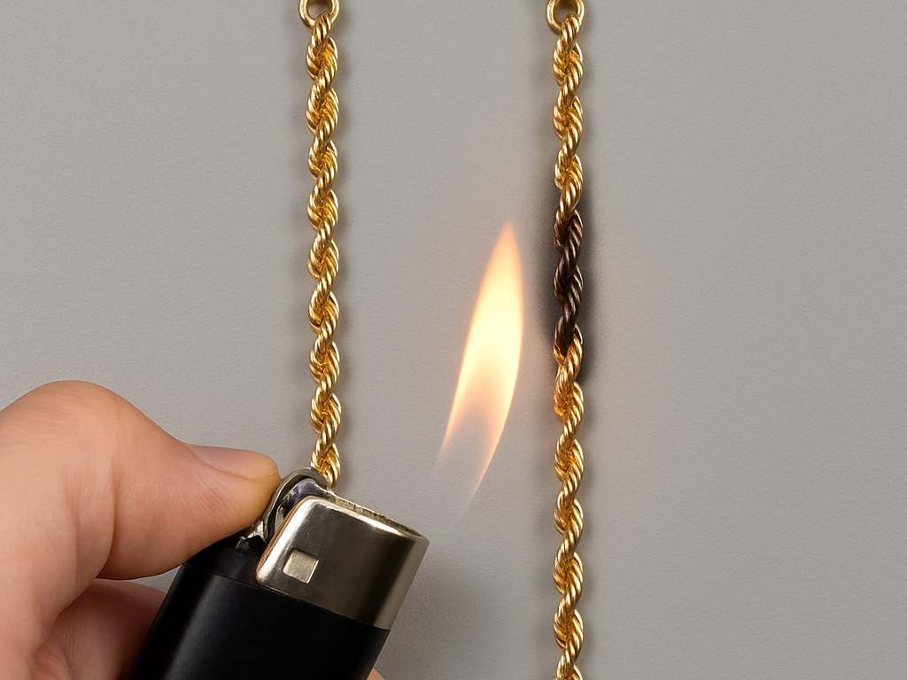 Flame Test on Gold Chain – Authentic vs. Fake Comparison