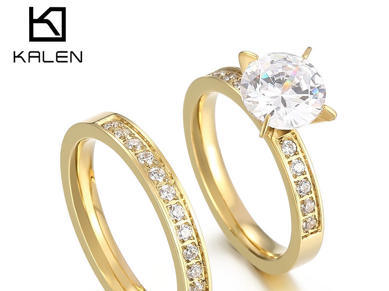 Kalen Gold Engagement and Wedding Ring Set with Channel-Set Stones