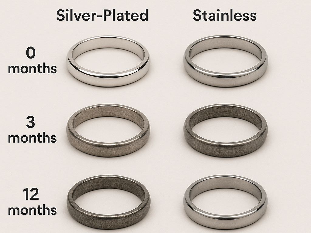 Silver-Plated vs Stainless Steel Ring Tarnish Comparison Over 12 Months