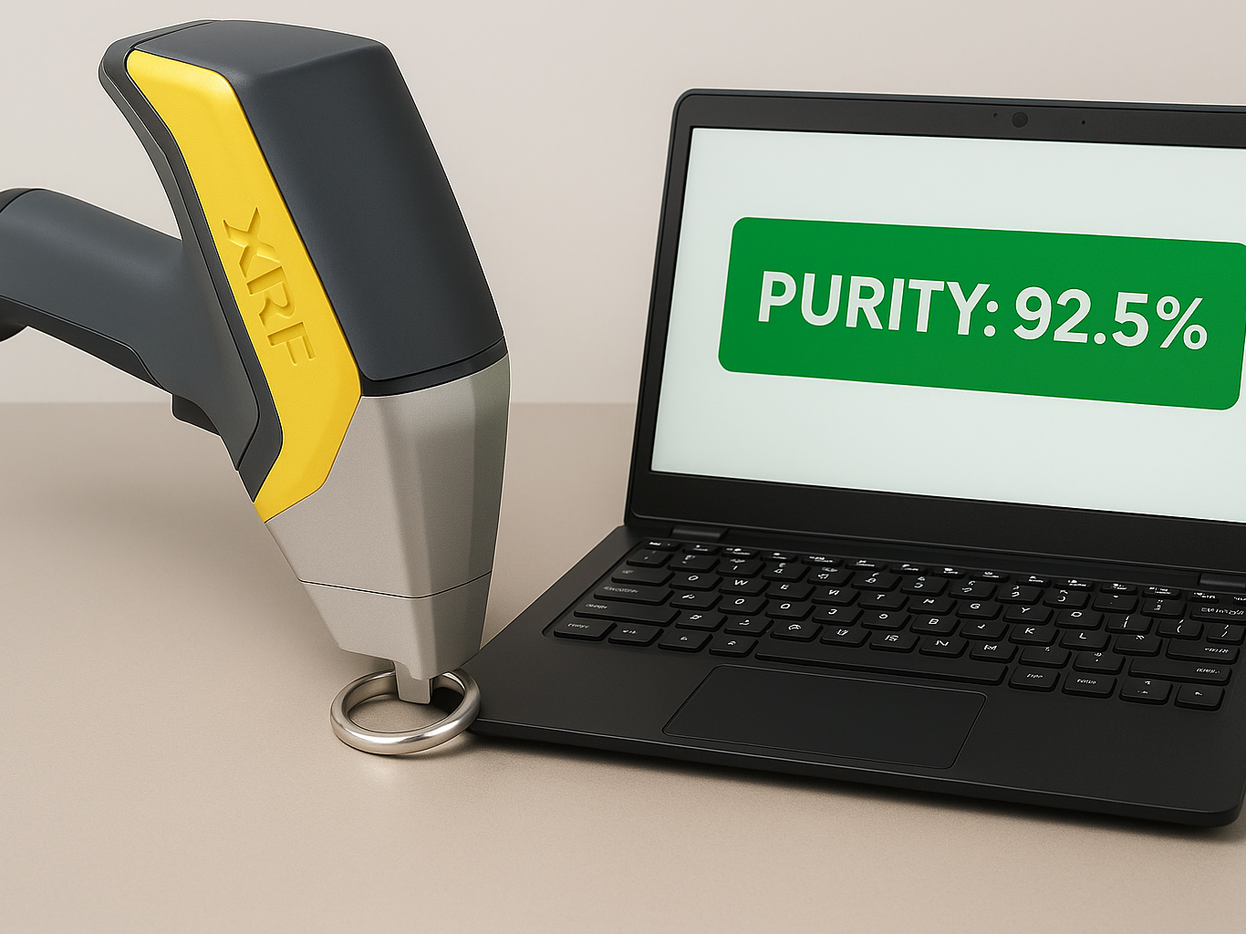 XRF Analyzer Testing Metal Purity of Ring with 92.5% Result